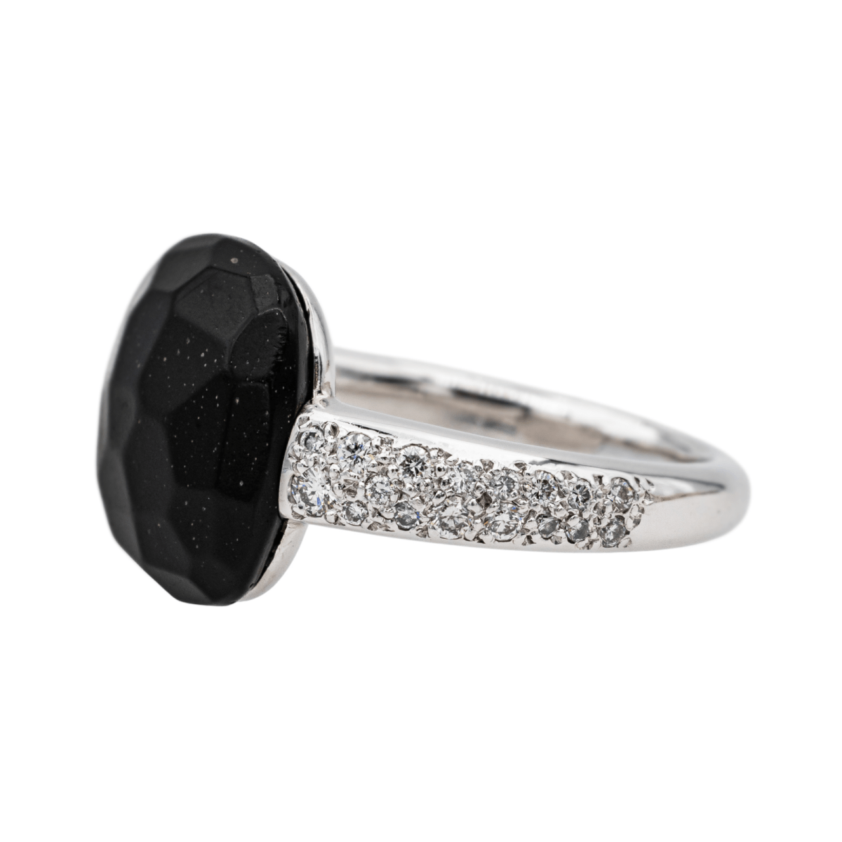 Bague POMELLATO "Capri" en or blanc, jais et diamants - Castafiore