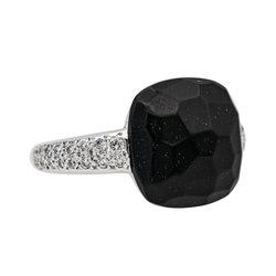 Bague POMELLATO "Capri" en or blanc, jais et diamants - Castafiore