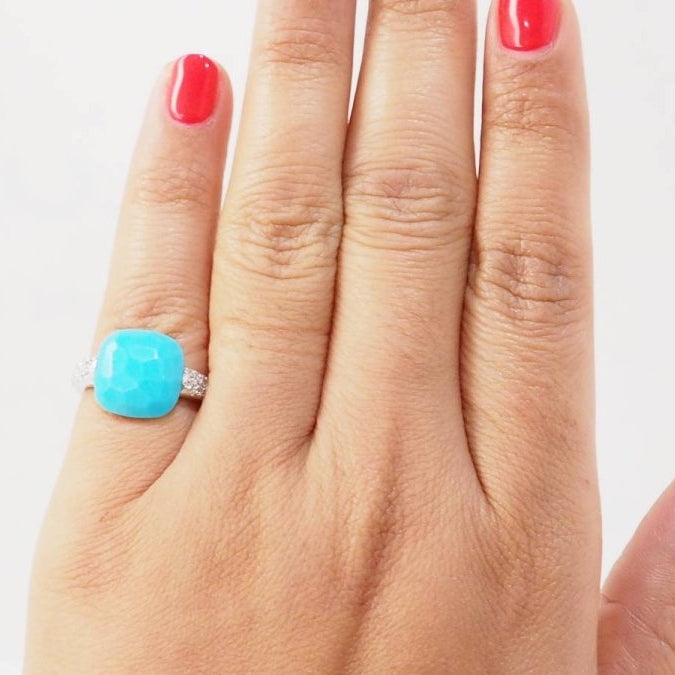 Bague Pomellato Capri en or blanc, Turquoise et diamants - Castafiore