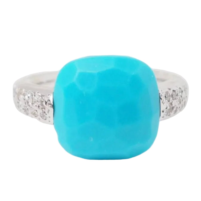 Bague Pomellato Capri en or blanc, Turquoise et diamants - Castafiore
