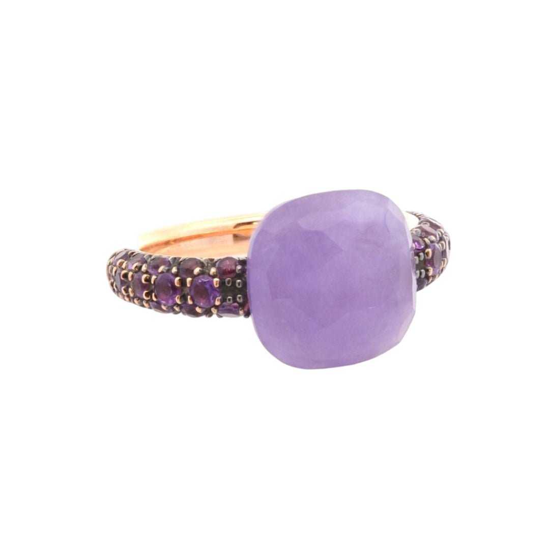 Bague POMELLATO "Capri" en or jaune, jade, et améthystes - Castafiore