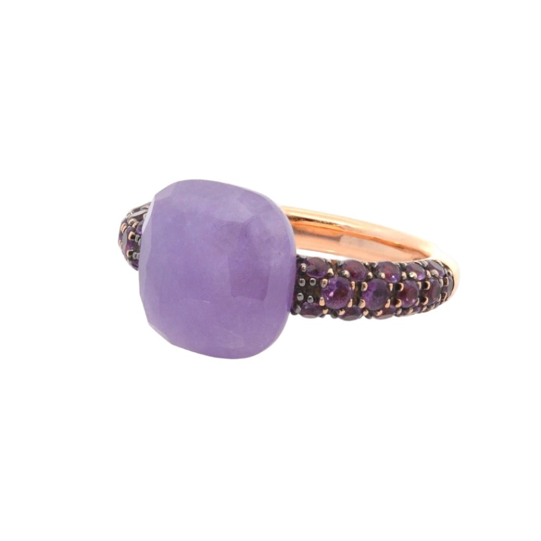 Bague POMELLATO "Capri" en or jaune, jade, et améthystes - Castafiore