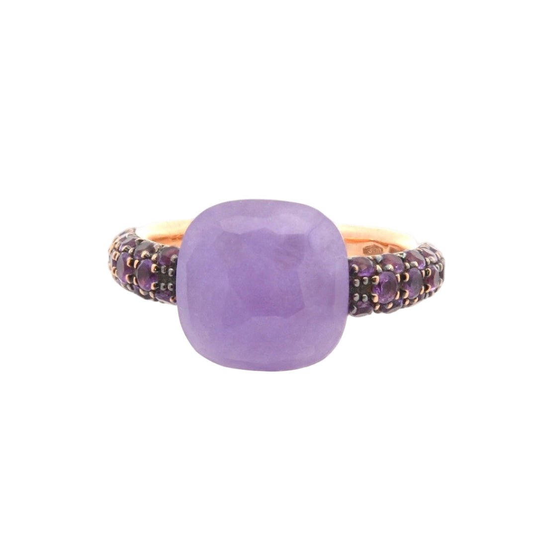 Bague POMELLATO "Capri" en or jaune, jade, et améthystes - Castafiore