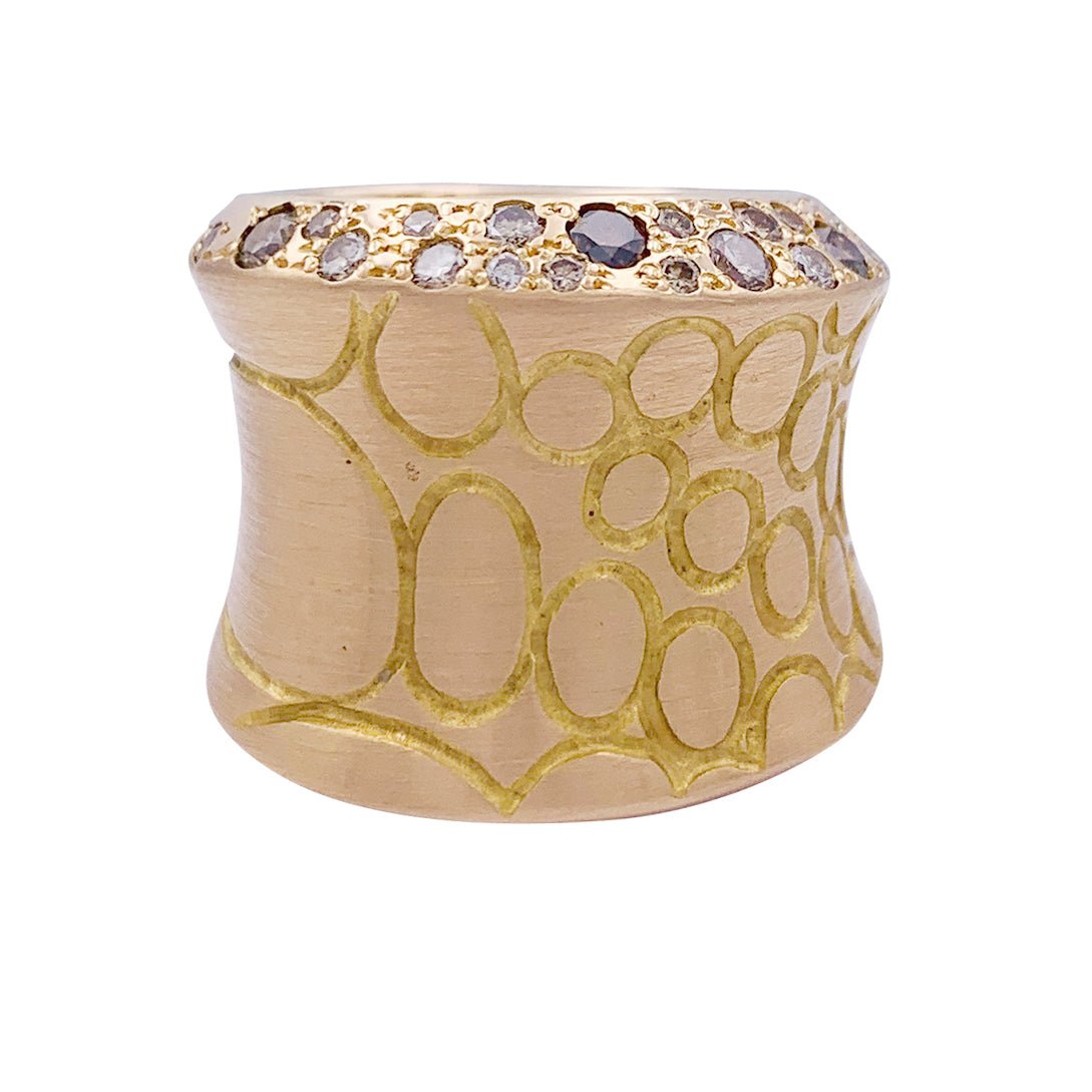 Bague Pomellato, "Cocco", or rose, diamant bruns. - Castafiore