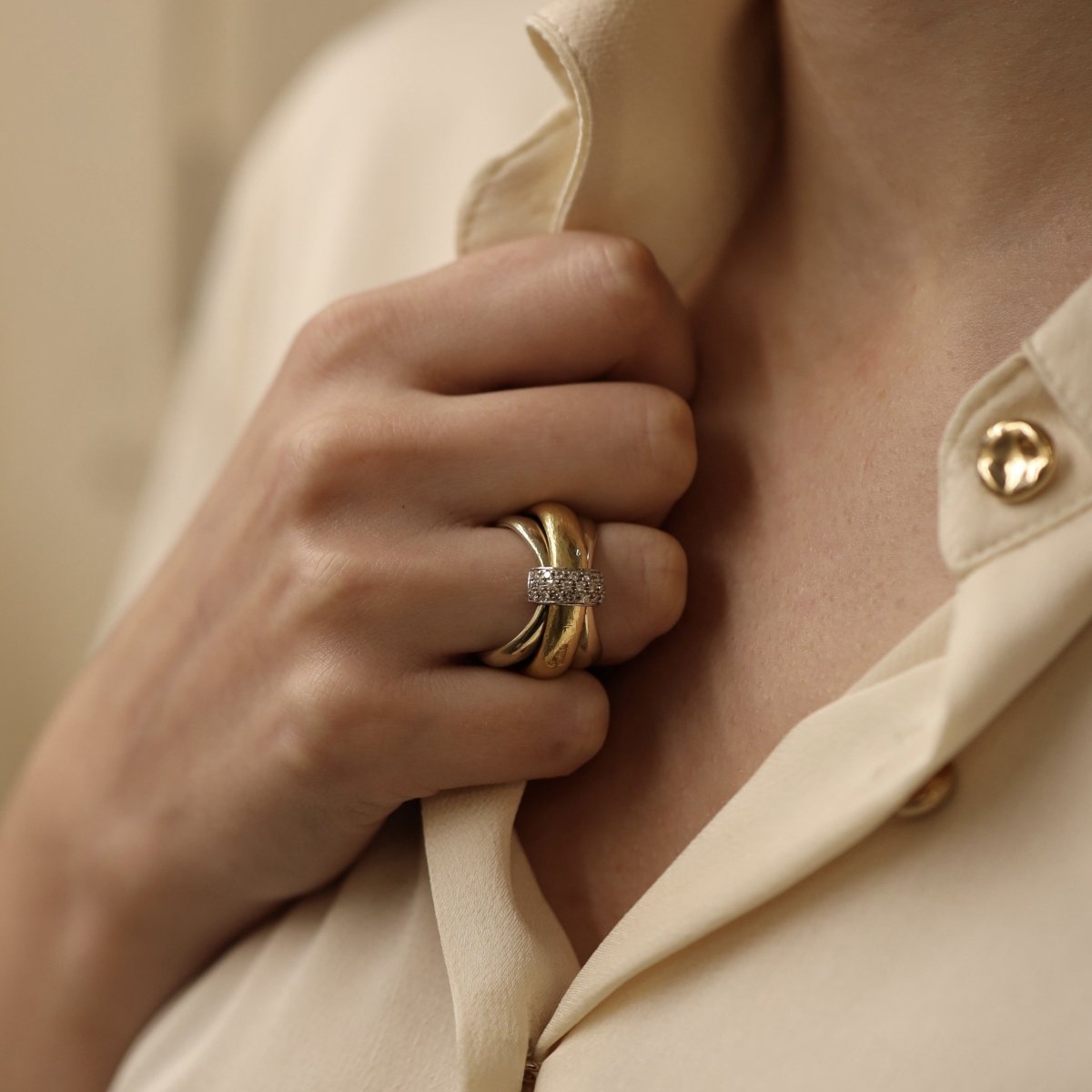Bague POMELLATO en or jaune, or blanc et diamants - Castafiore