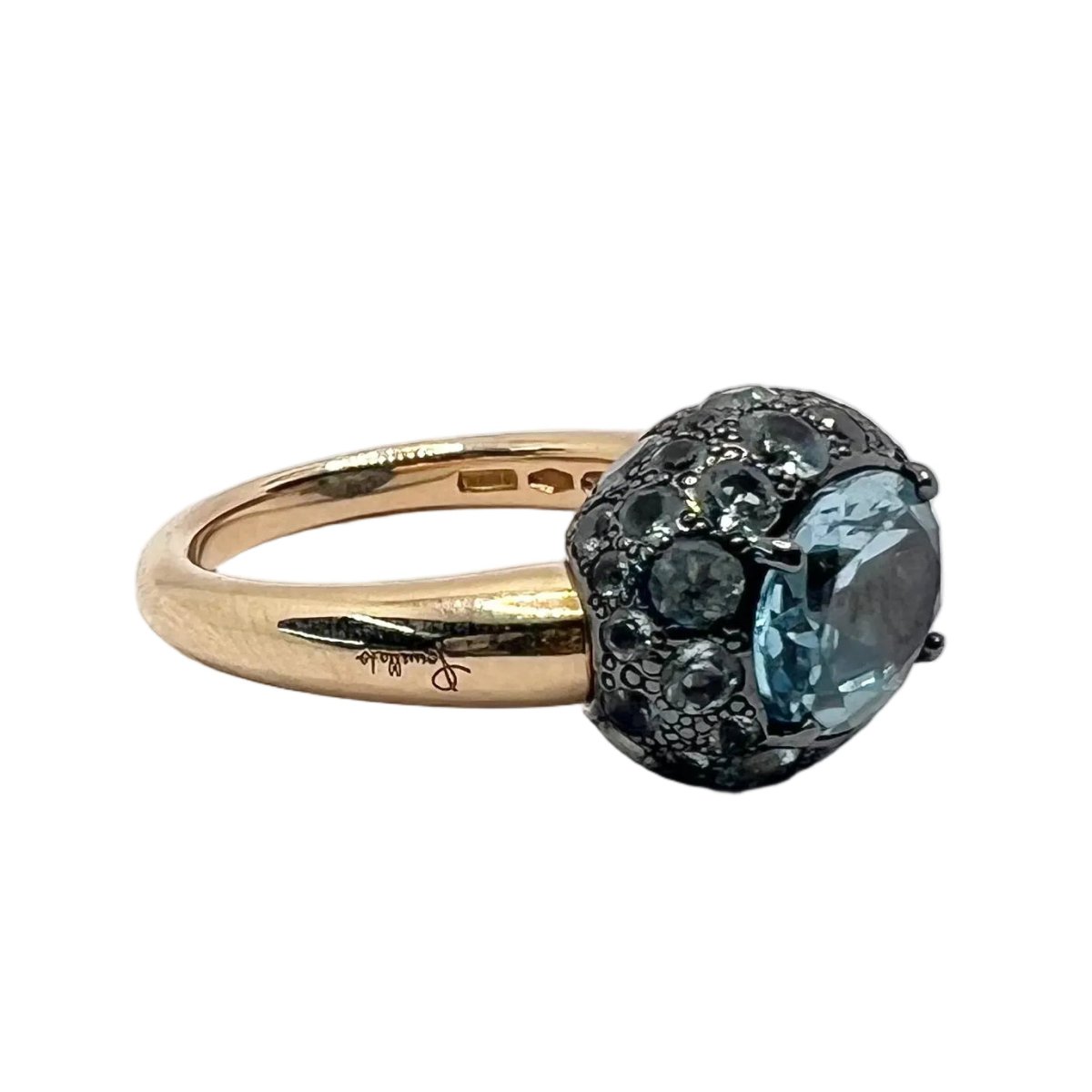 Bague POMELLATO en or rose, argent, topazes et aigues-marines - Castafiore