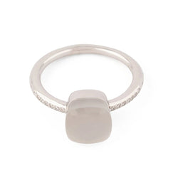 Bague POMELLATO “Nudo” en or blanc et quartz blanc