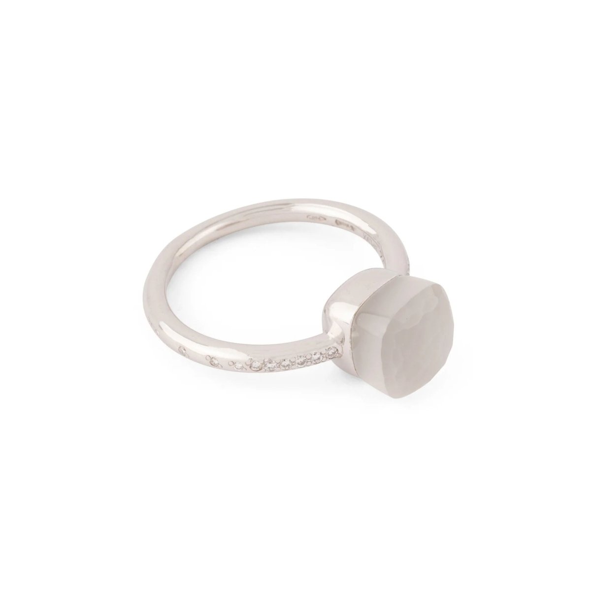 Bague POMELLATO “Nudo” en or blanc et quartz blanc
