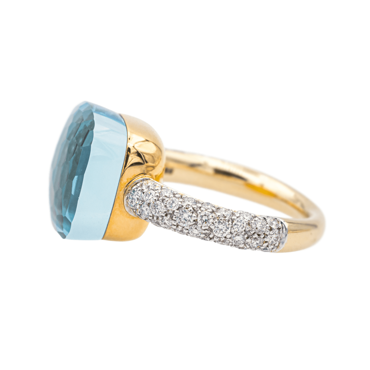 Bague POMELLATO "Nudo" en or rose, or blanc, topaze et diamants - Castafiore