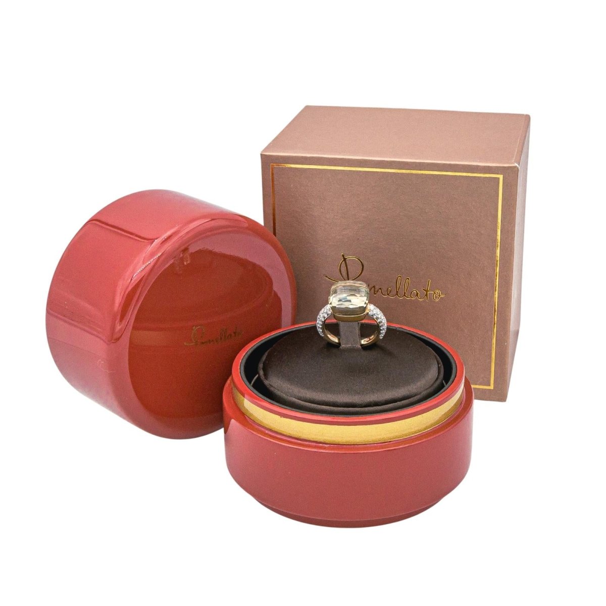 Bague POMELLATO "Nudo" en or rose, prasiolite et diamants - Castafiore