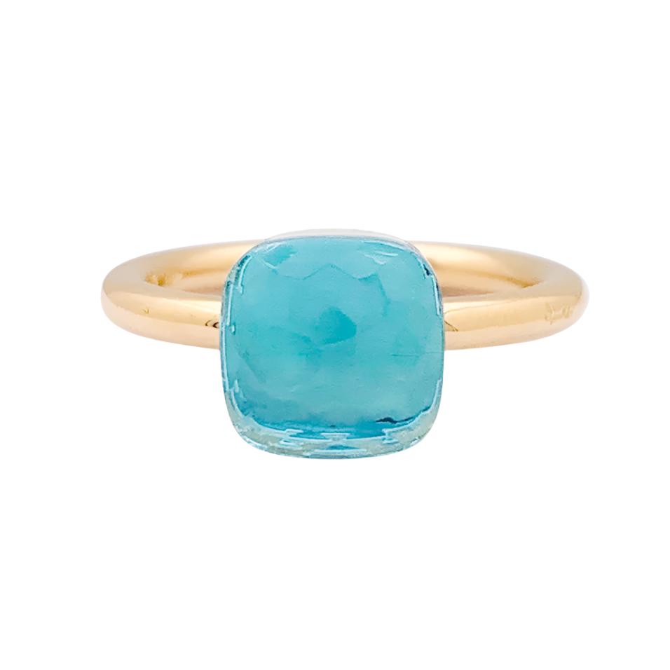 Bague POMELLATO, "Nudo Petit", en or rose, or blanc et topaze bleue - Castafiore