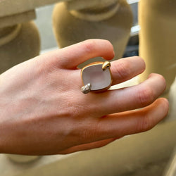 Bague POMELLATO, "Ritratto" en or jaune et quartz blanc - Castafiore