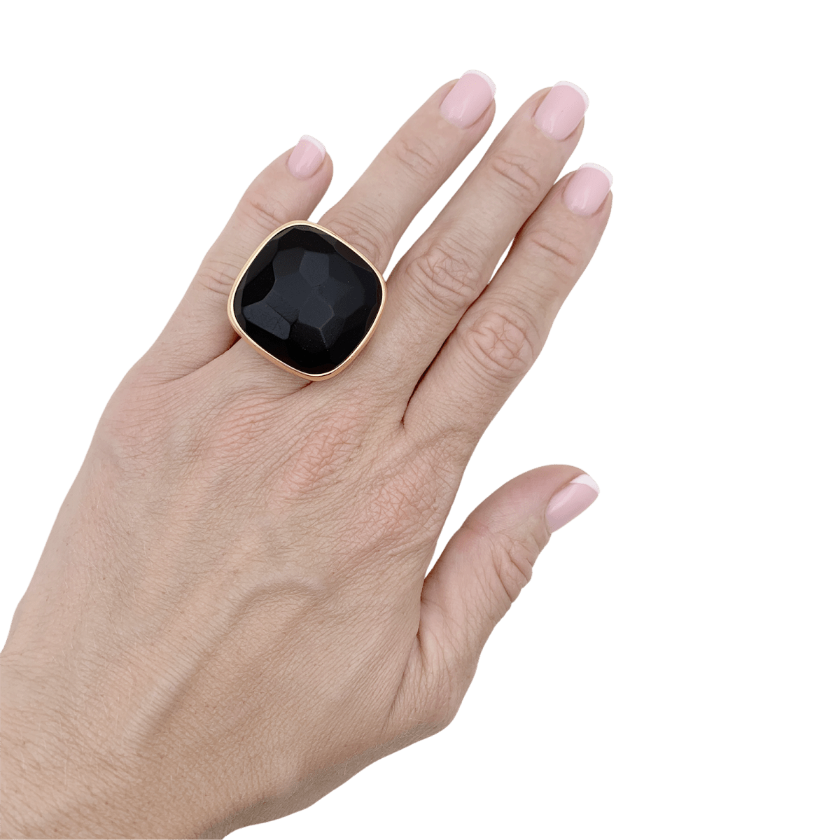 Bague Pomellato "Victoria", or rose, jais. - Castafiore