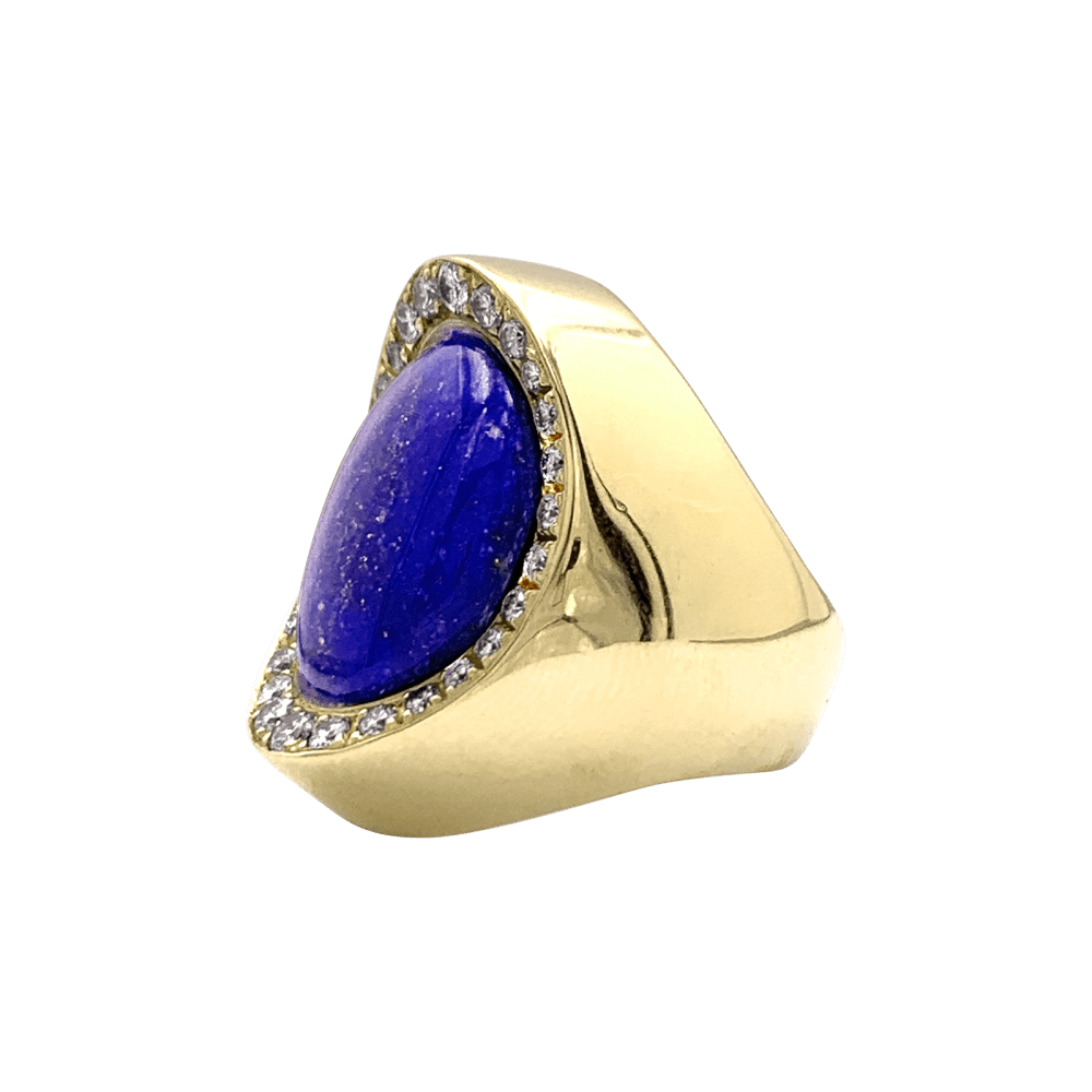 Bague Pompadour ALDEBERT en or jaune, lapis - lazuli et diamants - Castafiore