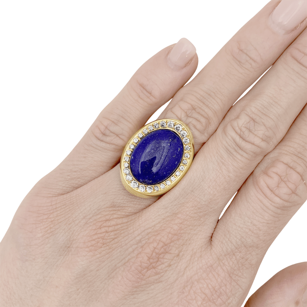 Bague Pompadour ALDEBERT en or jaune, lapis - lazuli et diamants - Castafiore