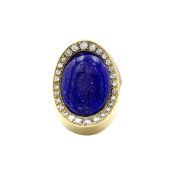 Ring Aldebert, yellow gold lapis lazuli and diamonds.35055A