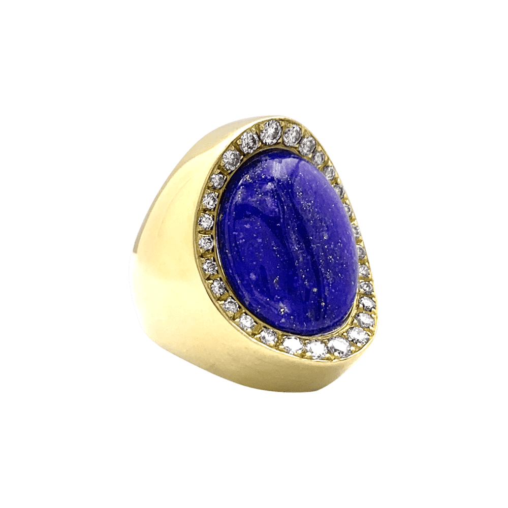 Bague Pompadour ALDEBERT en or jaune, lapis - lazuli et diamants - Castafiore
