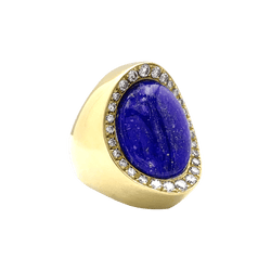 Ring Aldebert, yellow gold lapis lazuli and diamonds.35055A