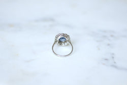 Bague Pompadour Art Déco Saphir de Ceylan 2,80 Cts et Diamants - Castafiore