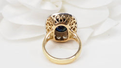 Bague pompadour en or bicolore, saphir et diamants - Castafiore