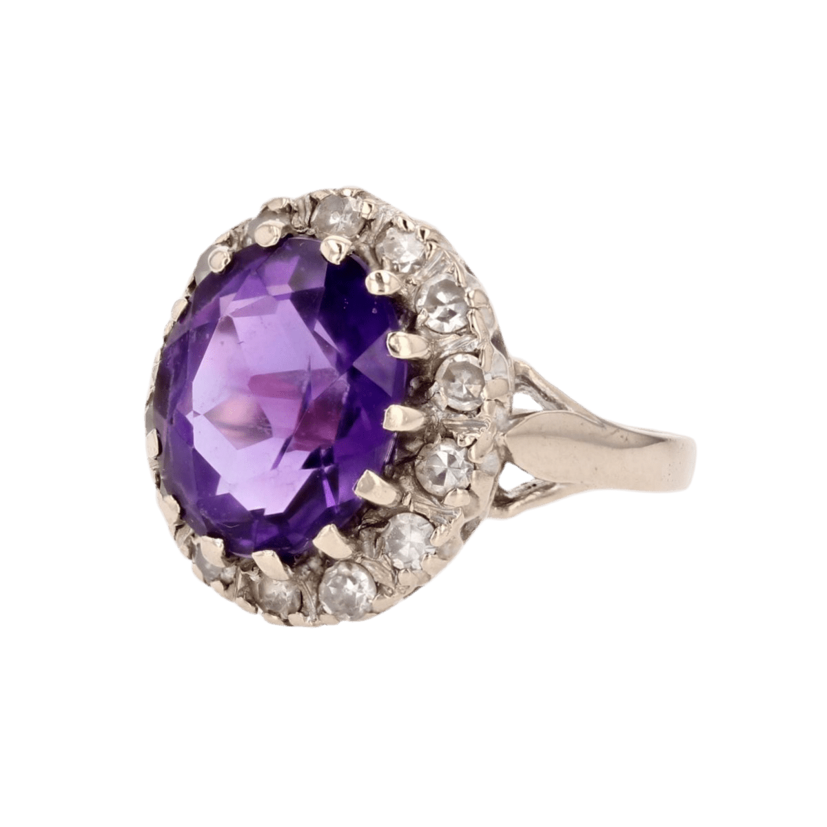 Bague Pompadour en or blanc, améthyste et diamants - Castafiore