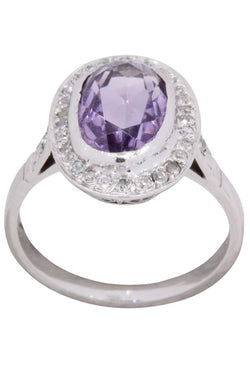 Bague Pompadour en or blanc, améthyste et diamants - Castafiore