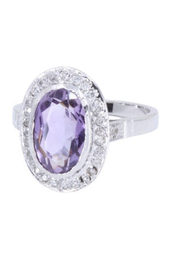 Bague Pompadour en or blanc, améthyste et diamants - Castafiore