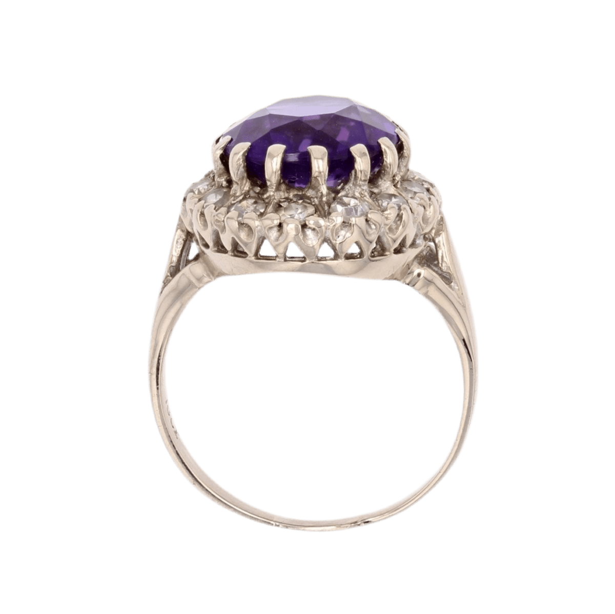 Bague Pompadour en or blanc, améthyste et diamants - Castafiore