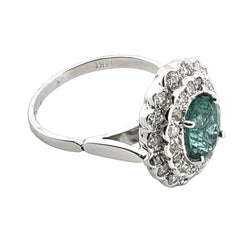 Bague Pompadour en or blanc, émeraude et diamants - Castafiore
