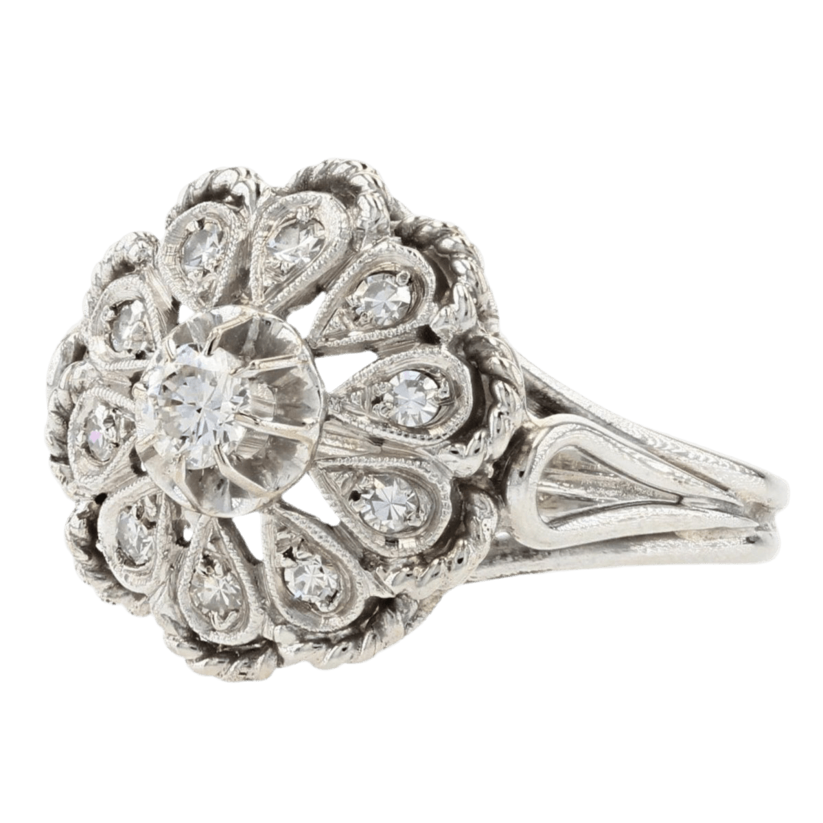 Bague Pompadour en or blanc et diamants - Castafiore