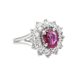 Bague Pompadour en or blanc et rubis - Castafiore