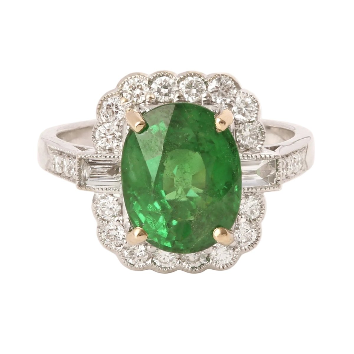 Bague Pompadour en or blanc, grenat et diamants - Castafiore