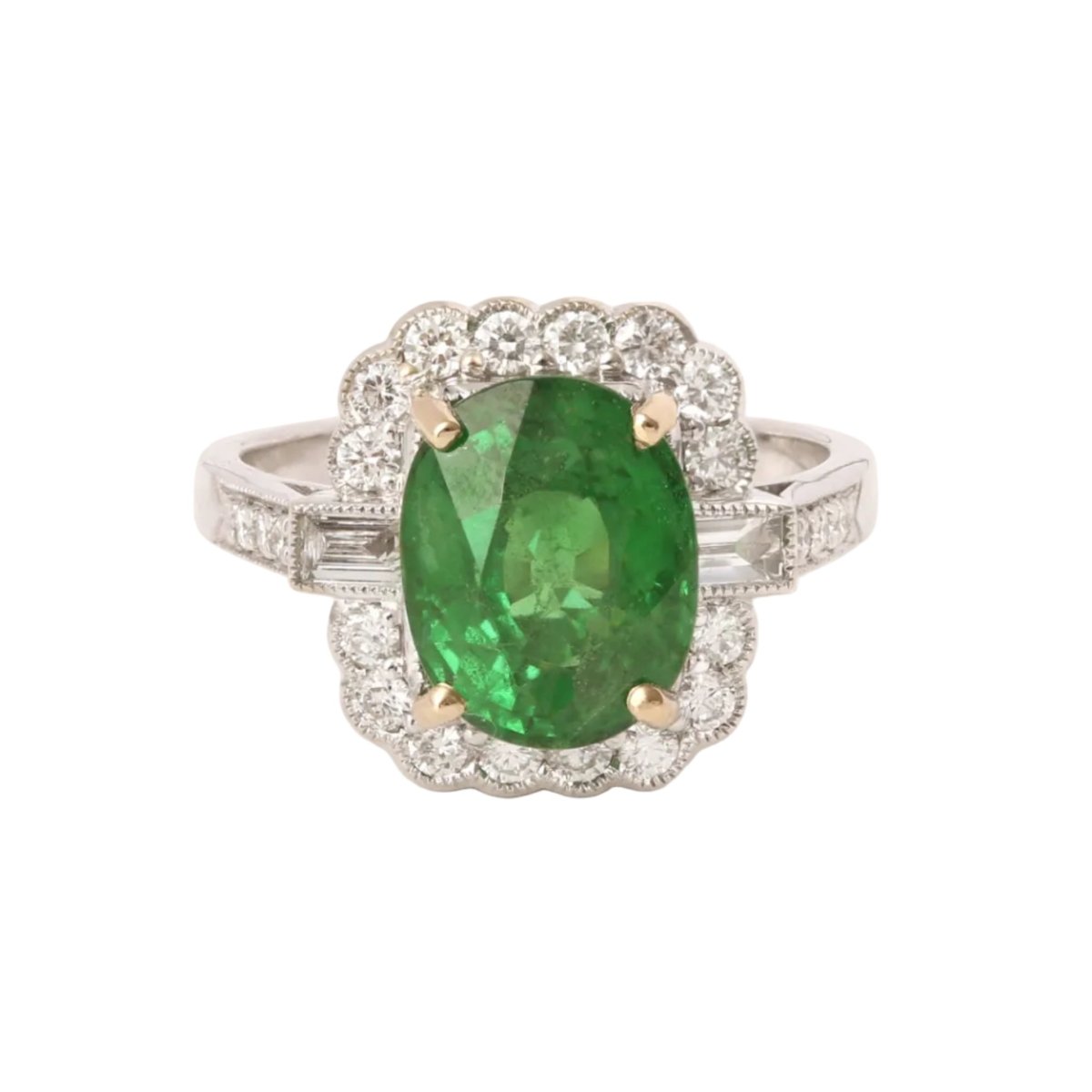 Bague Pompadour en or blanc, grenat et diamants - Castafiore