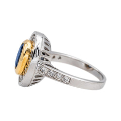 Bague Pompadour en or blanc, or jaune, saphir et diamants - Castafiore