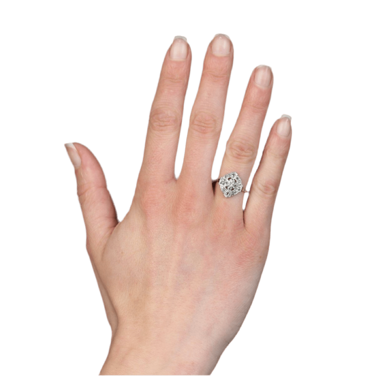 Bague Pompadour en or blanc, platine et diamants - Castafiore