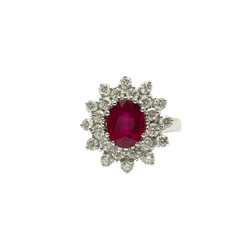 Bague Pompadour en or blanc, rubis et diamants - Castafiore