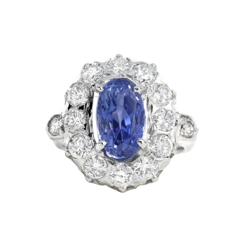 Bague Pompadour en or blanc, saphir et diamants - Castafiore