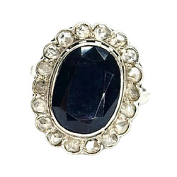 Bague Pompadour en or blanc, saphir et diamants - Castafiore