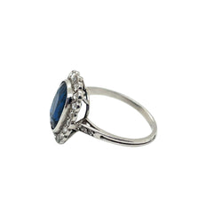 Bague Pompadour en or blanc, saphir et diamants - Castafiore