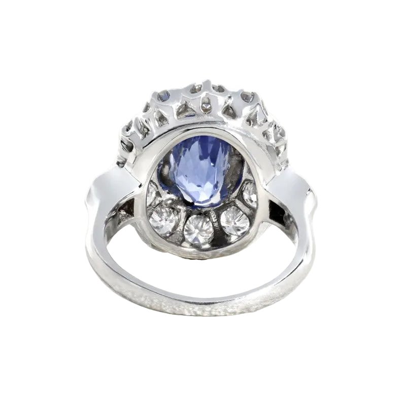Bague Pompadour en or blanc, saphir et diamants - Castafiore