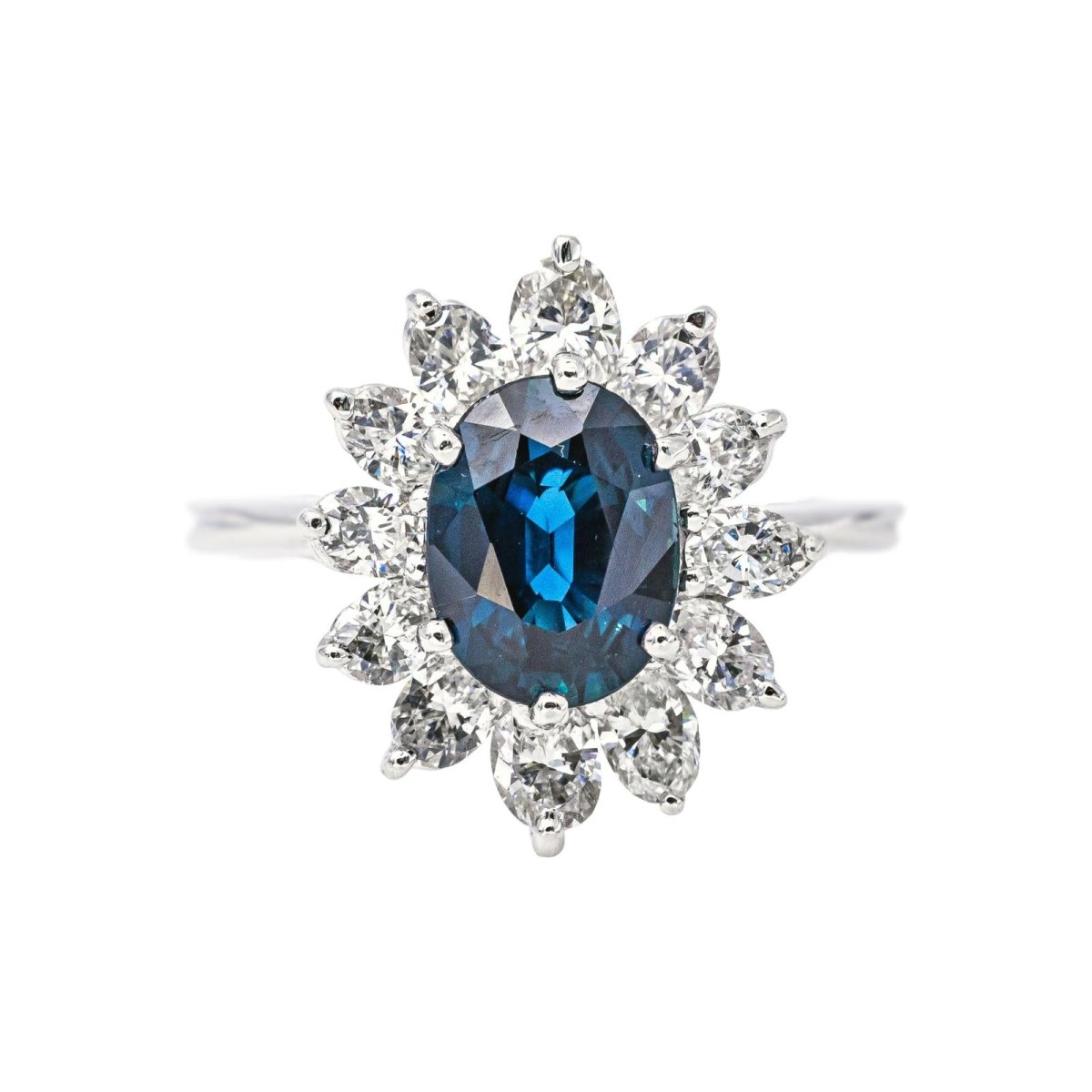 Bague Pompadour en or blanc, saphir et diamants - Castafiore