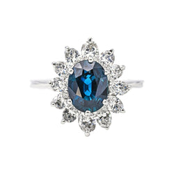 Bague Pompadour en or blanc, saphir et diamants - Castafiore