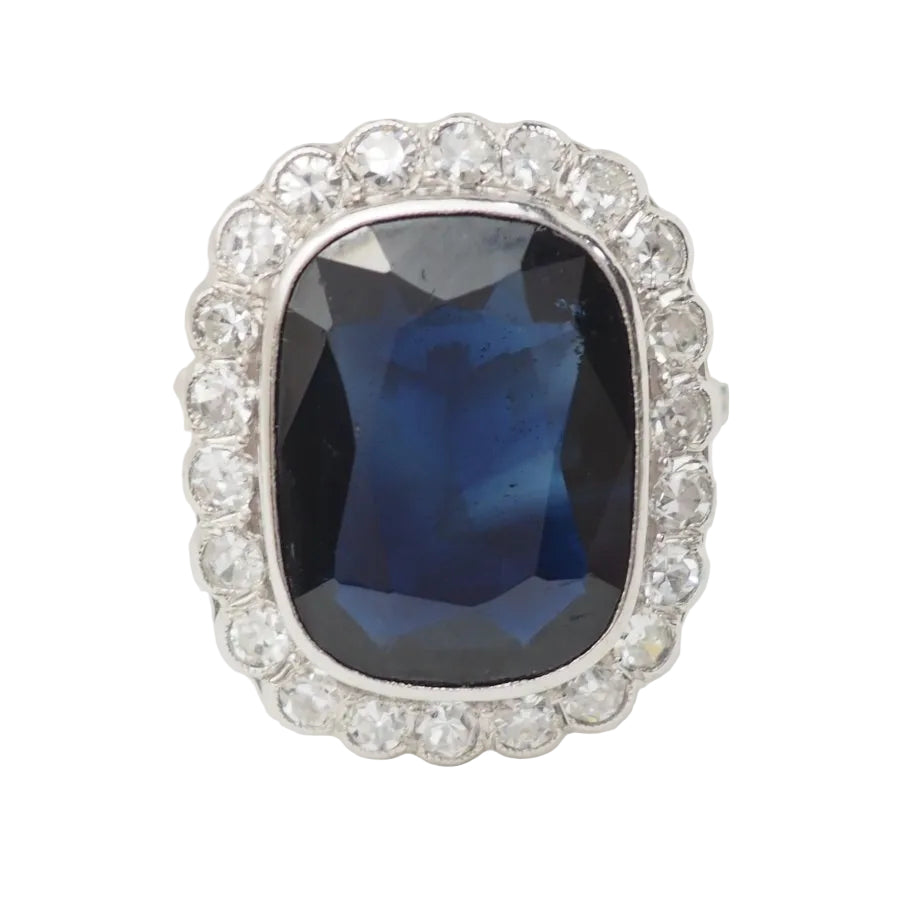 Bague Pompadour en or blanc, saphir et diamants - Castafiore