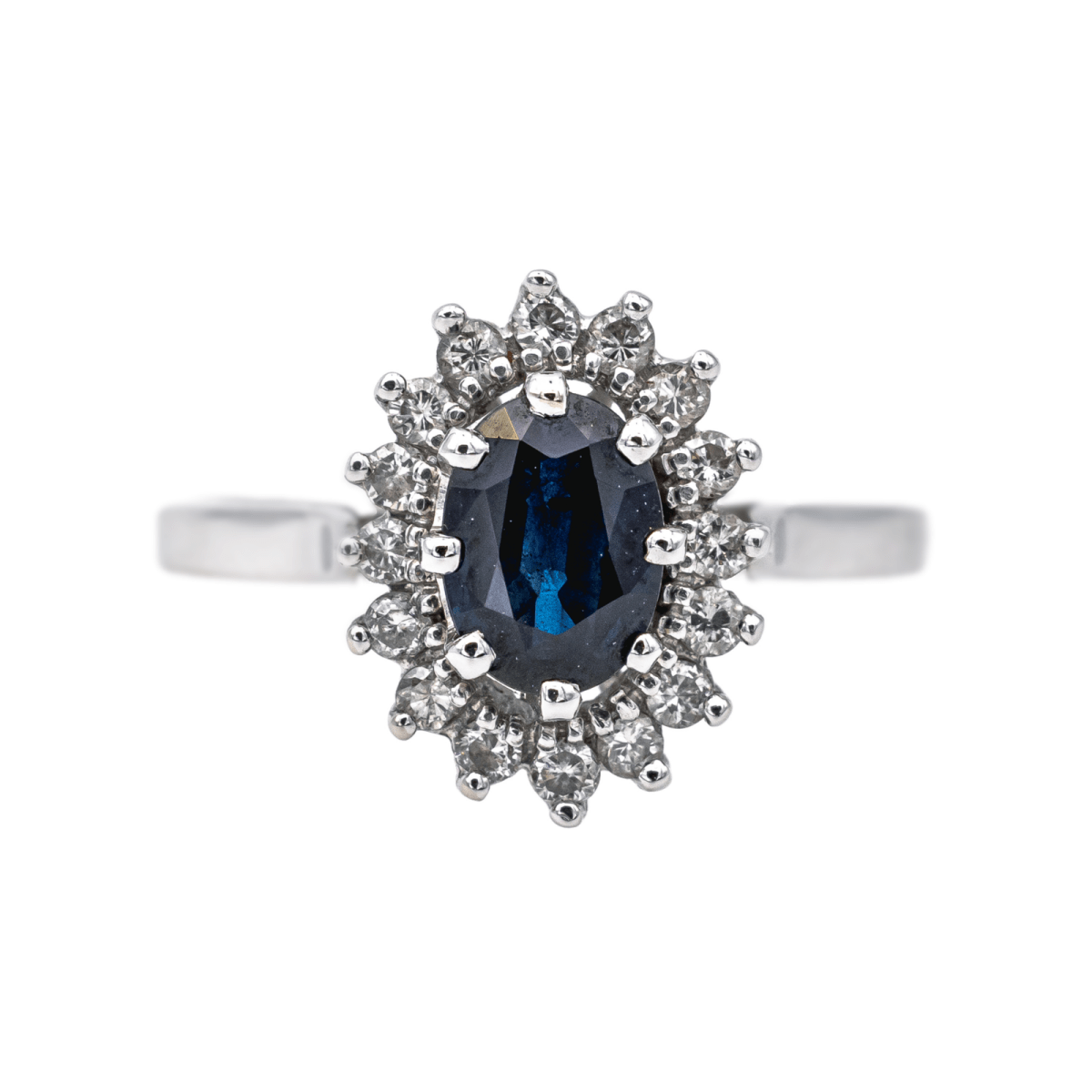 Bague Pompadour en or blanc, saphir et diamants - Castafiore