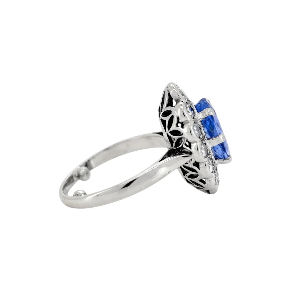 Bague Pompadour en or blanc, saphir et diamants - Castafiore