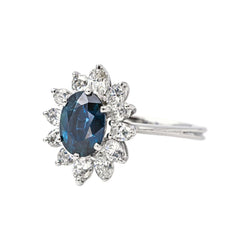 Bague Pompadour en or blanc, saphir et diamants - Castafiore