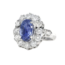 Bague Pompadour en or blanc, saphir et diamants - Castafiore