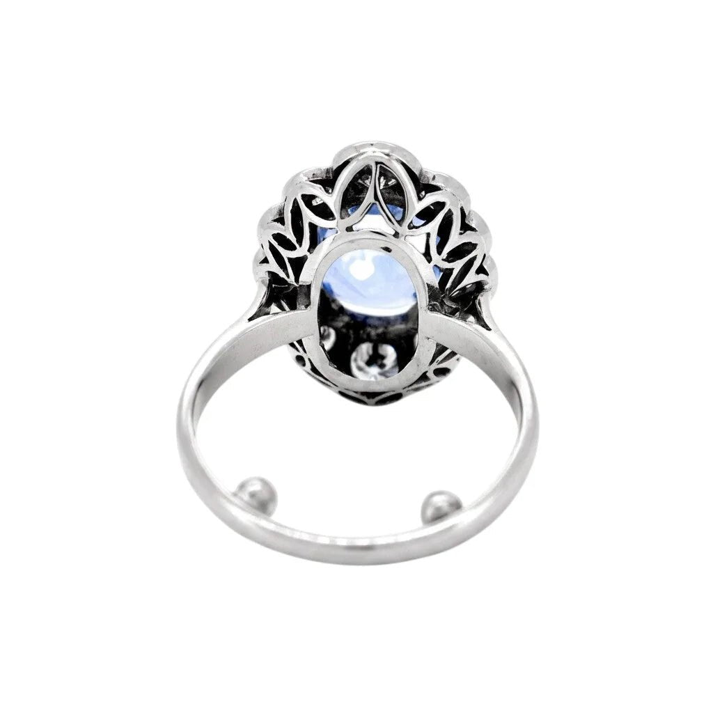 Bague Pompadour en or blanc, saphir et diamants - Castafiore