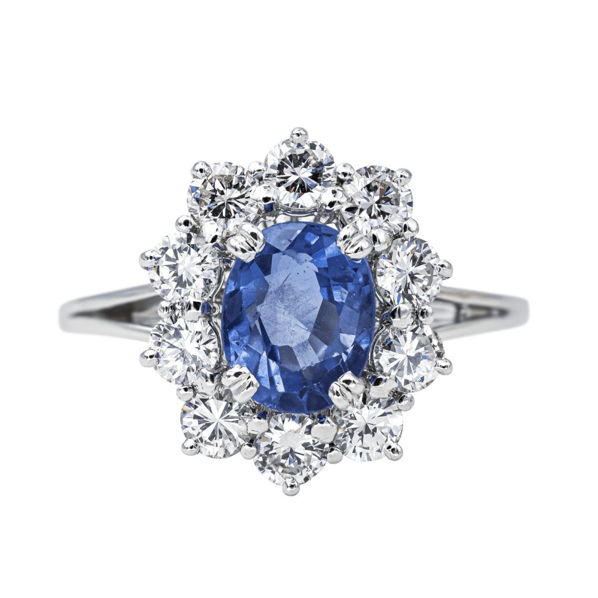 Bague Pompadour en or blanc, saphir et diamants - Castafiore
