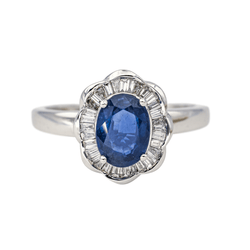 Bague Pompadour en or blanc, saphir et diamants - Castafiore